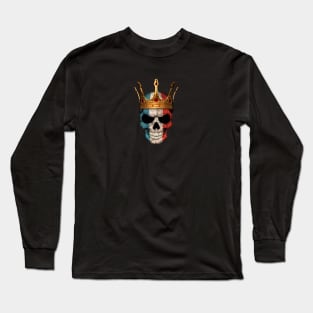 French Flag Skull with Crown Long Sleeve T-Shirt